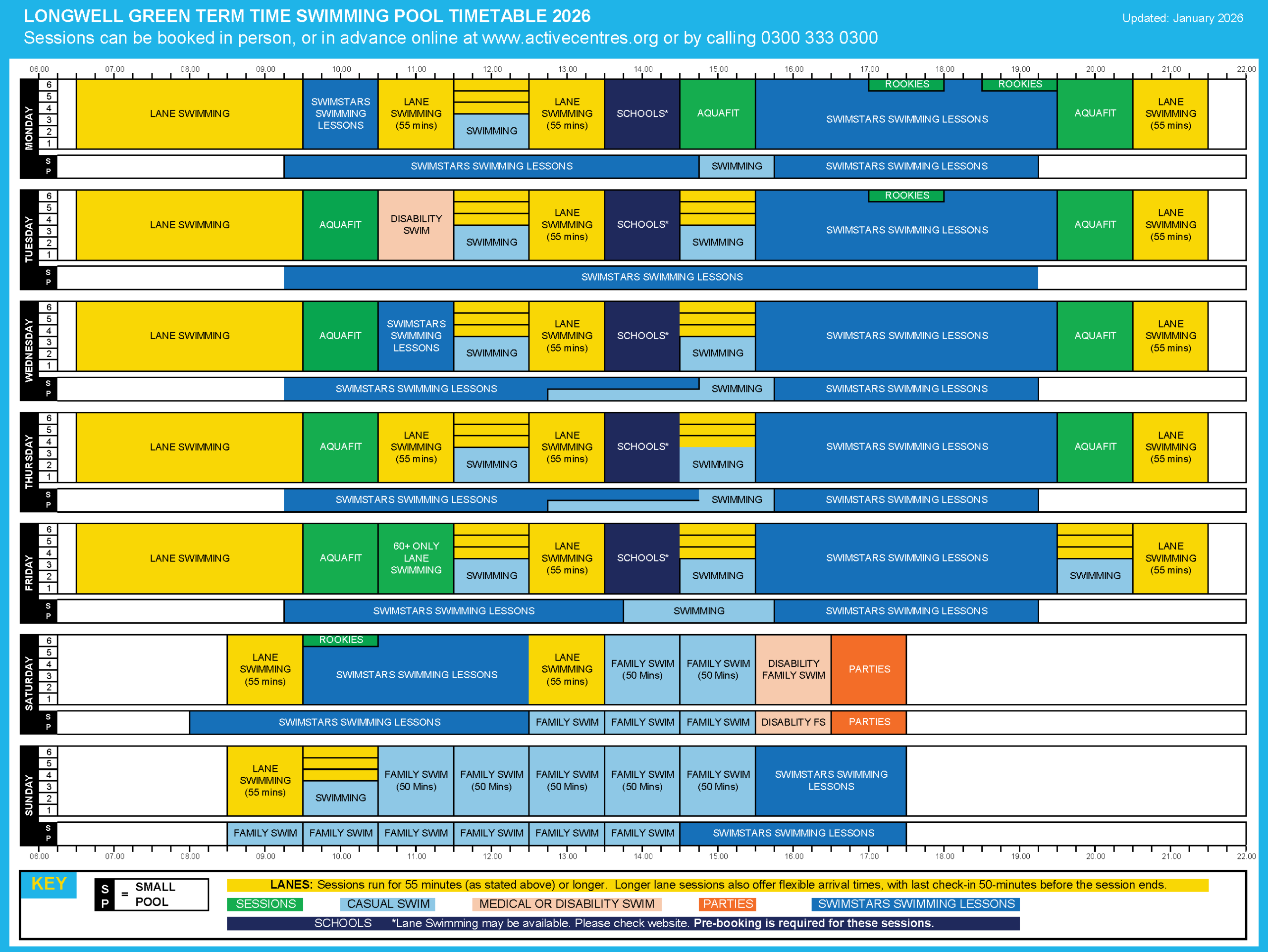 LGLC Pool Timetable 2026