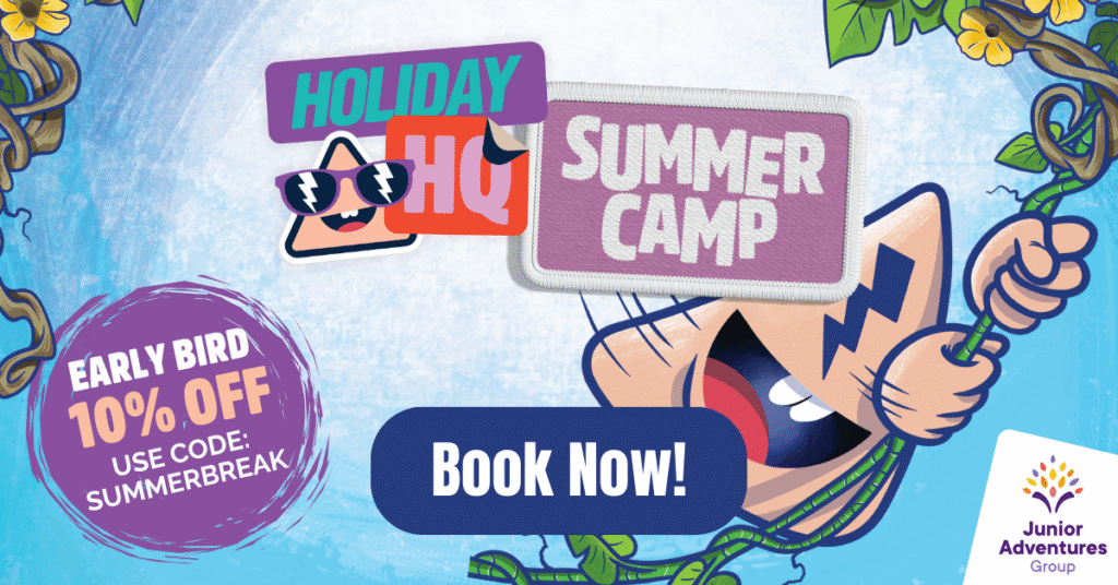 Summer Camp banner image with book now call to action