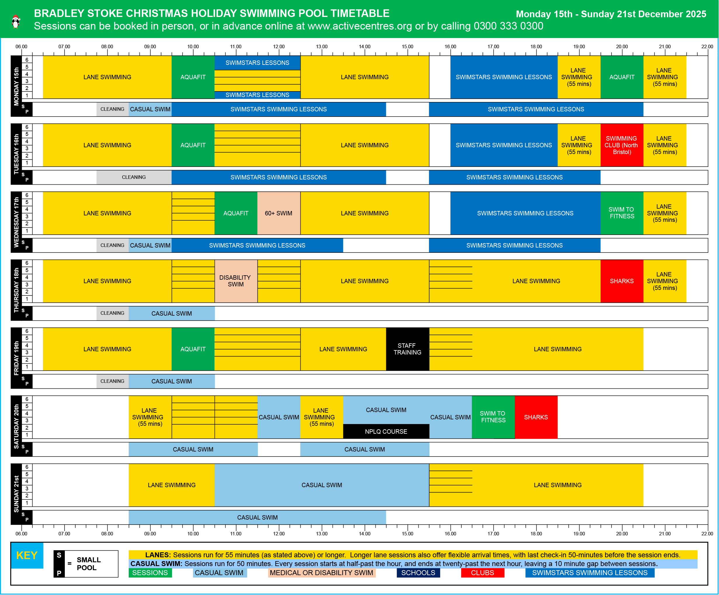 Bradley Stoke Christmas Holiday Swim Timetables - Dec 2025 WC 15th