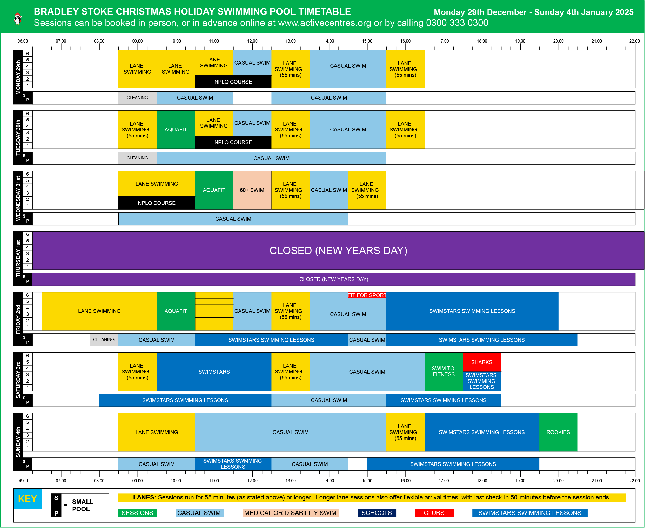 Bradley Stoke Christmas Holiday Swim Timetables - Dec 2025 WC 29th