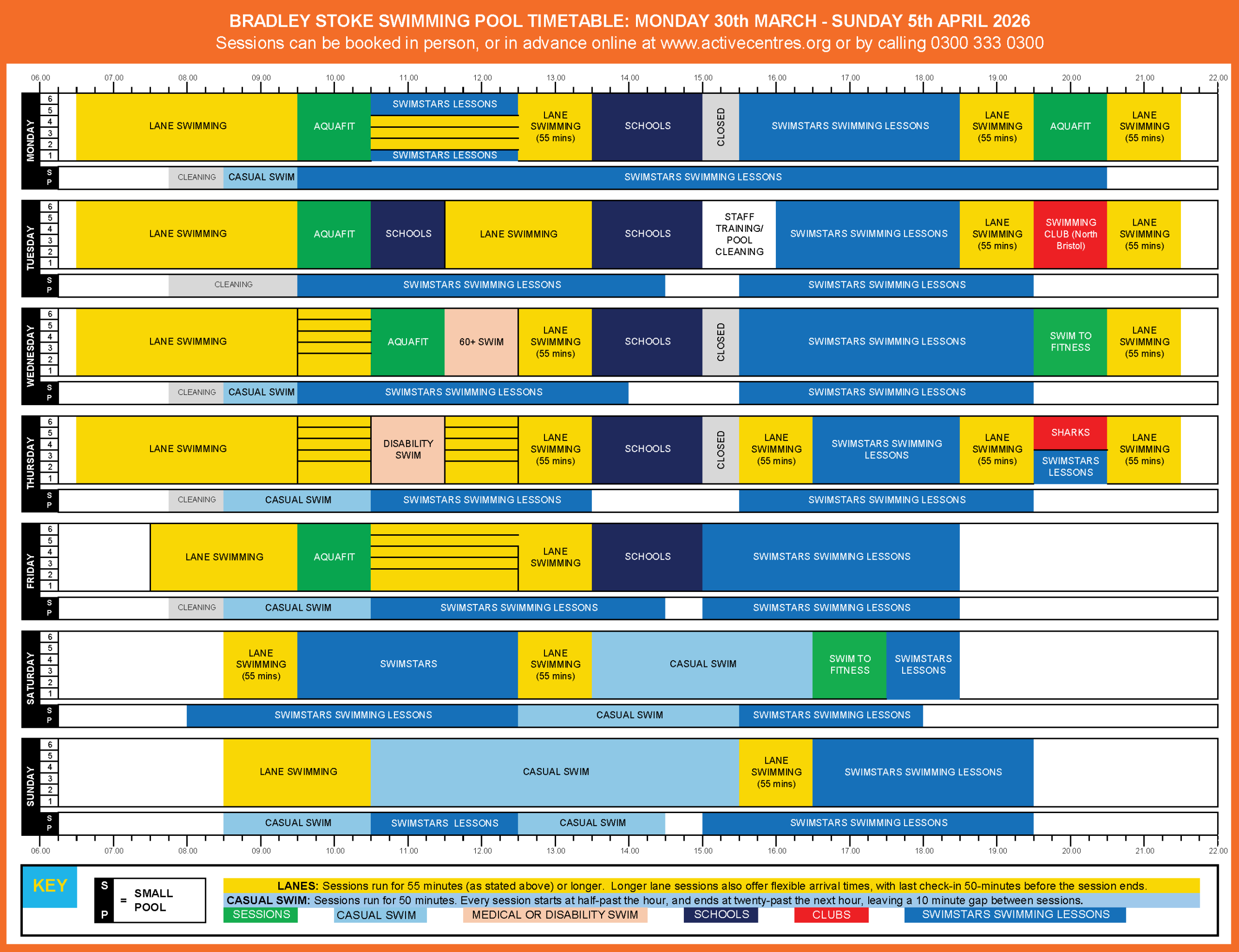 Bradley Stoke Easter Pool Timetable 30Mar-5Apr2026