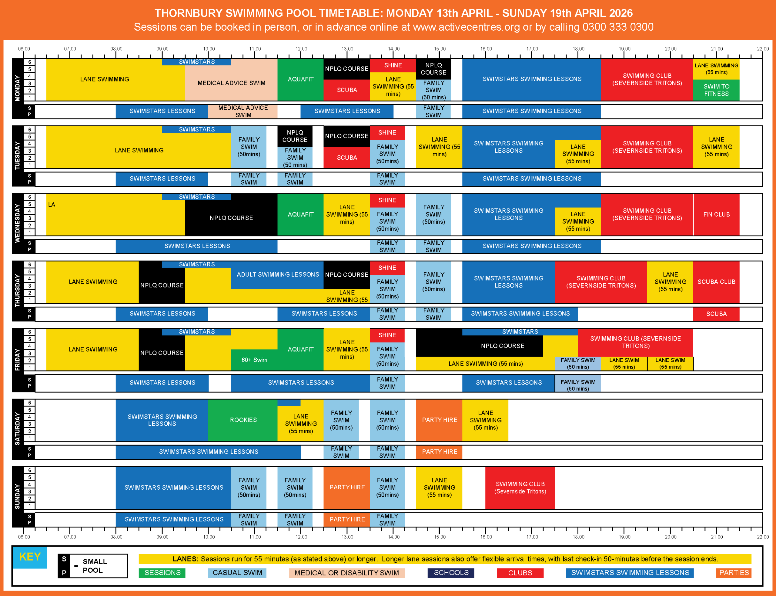 Thornbury Easter Pool Timetable 13Apr - Sun19thApr 2026